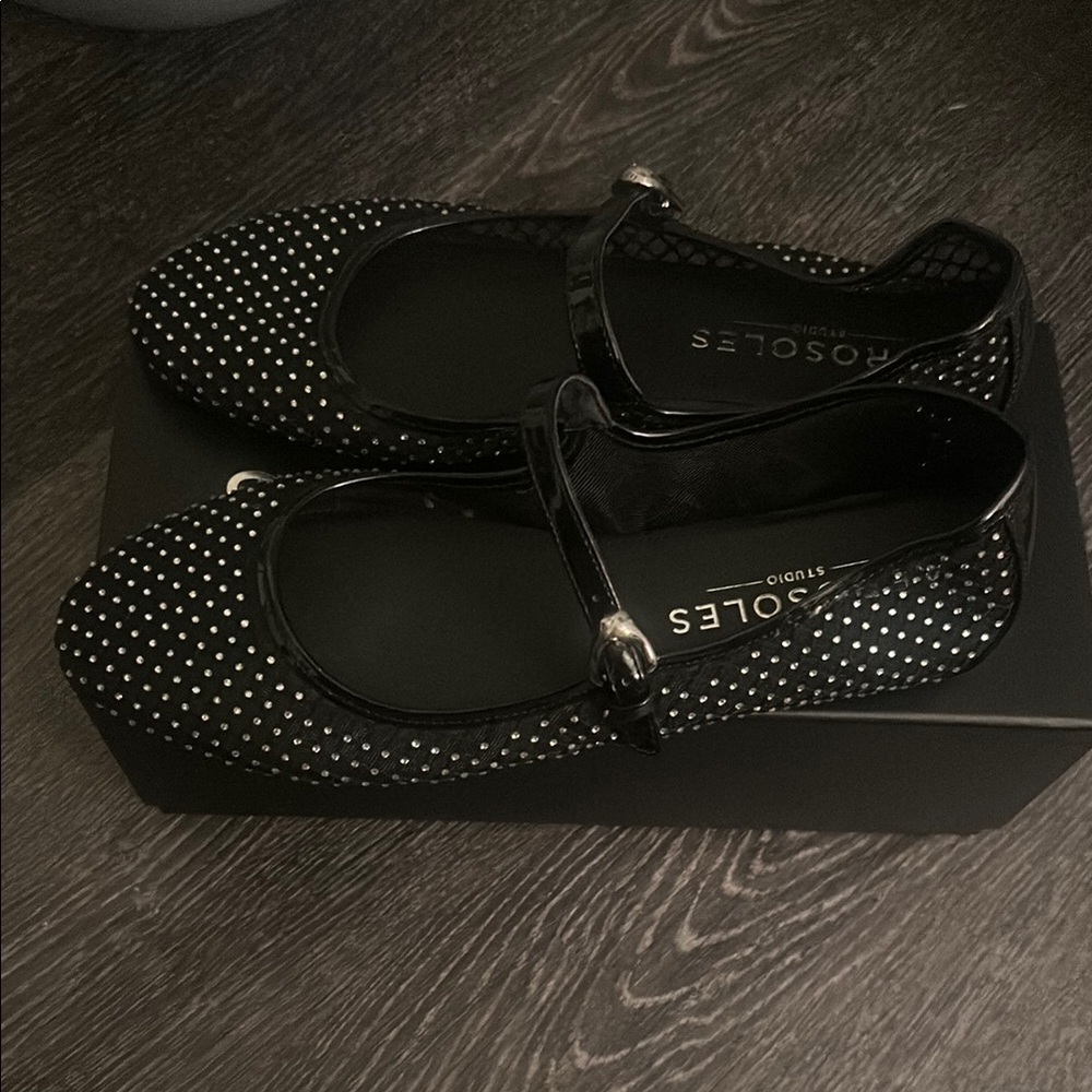 Aerosoles Black and Silver Studded Flats